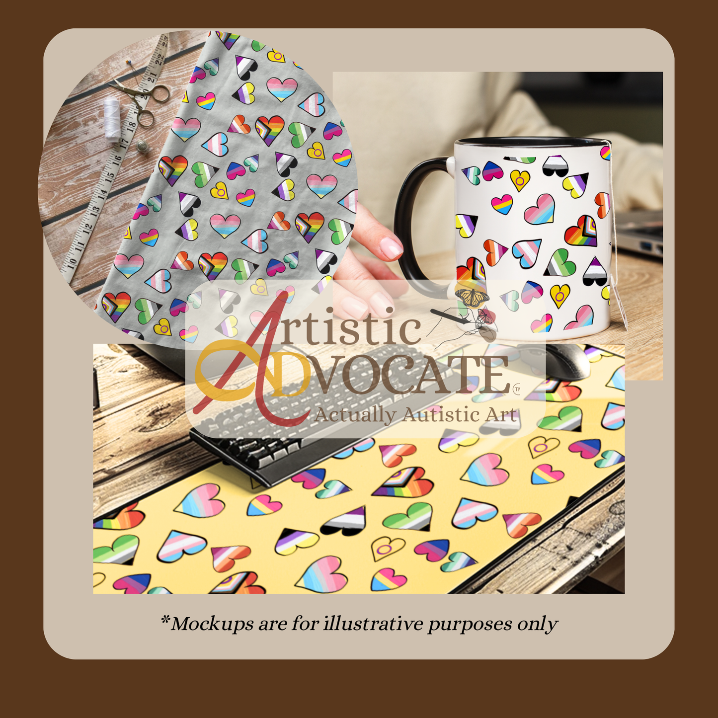 Drawn-to-Order PRIDE Hearts